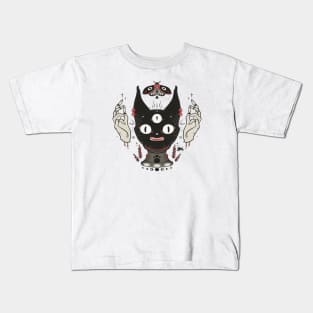 Black Cat Crystal Ball And Moth Kids T-Shirt